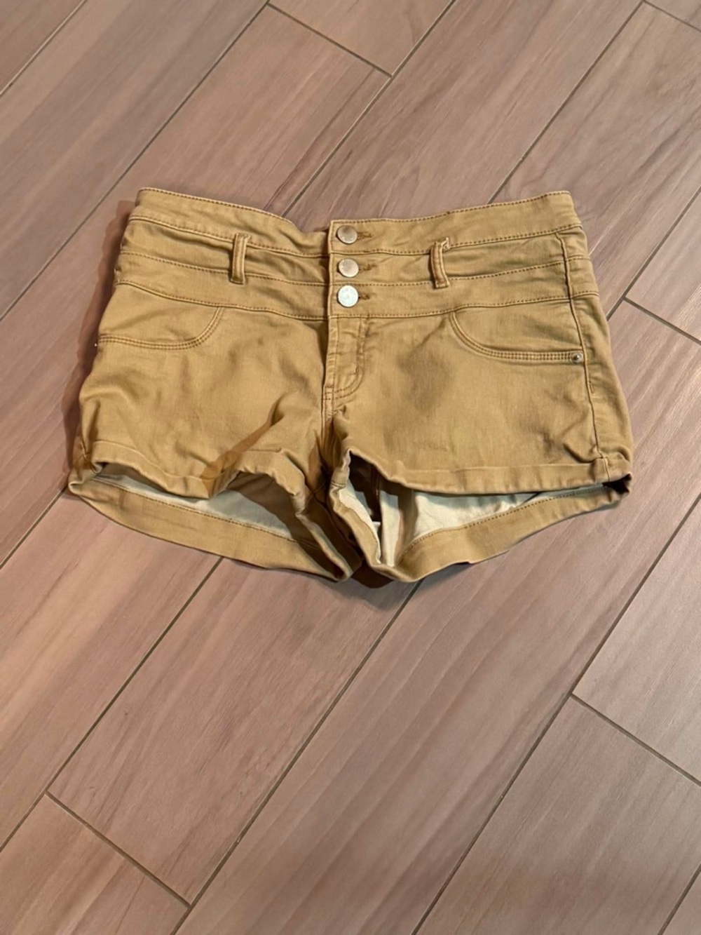 High-Waist khaki  Women’s Denim Shorts juniors size 13 - Picture 2 of 6